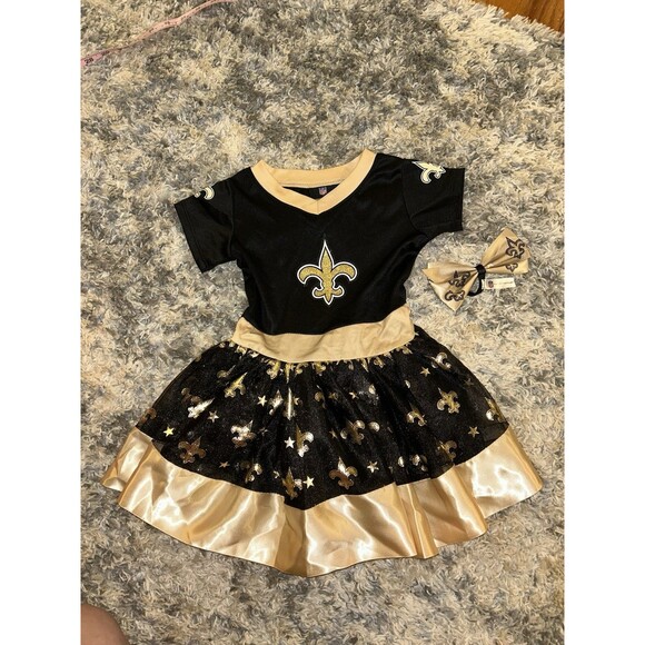 New Orleans Saints Girls 2T‎ Toddler Tutu Tailgate Game Day V Neck Costume Black - Picture 2 of 10